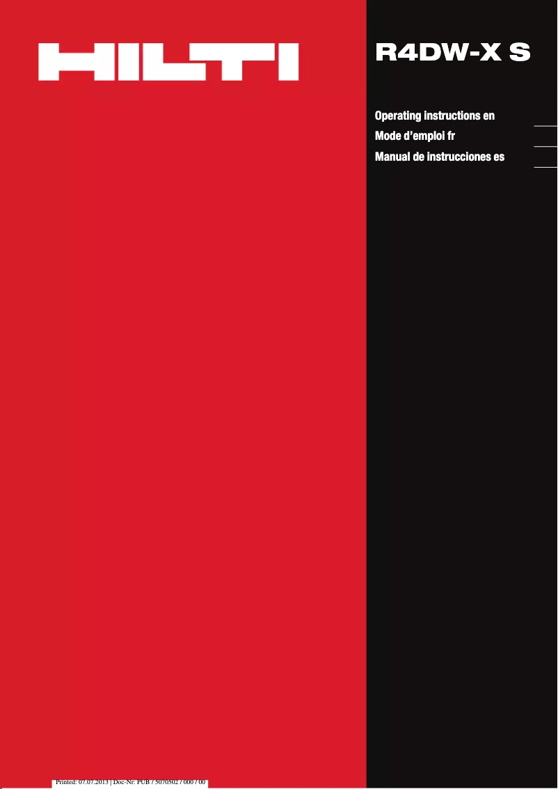 Image de la première page du manuel de l'appareil R4DW-X