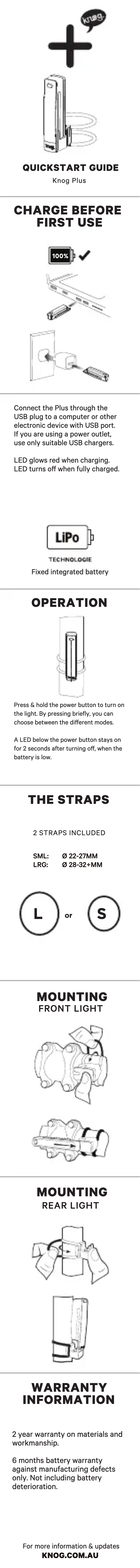 Page 1 de la notice Manuel utilisateur Knog Plus