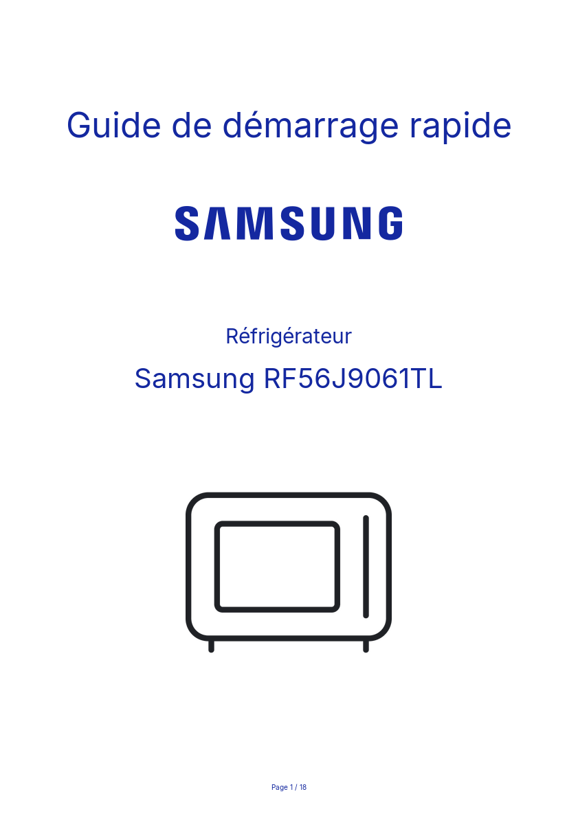 Image de la première page du manuel de l'appareil RF56J9061TL