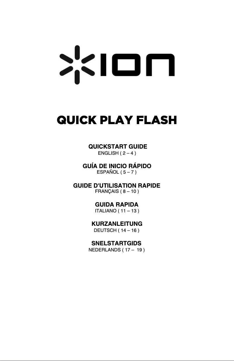 Page n°1 - Manuel utilisateur ION Quick Play Flash