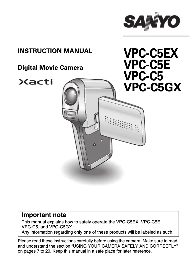 Page n°1 - Manuel utilisateur Sanyo Xacti VPC-C5GX