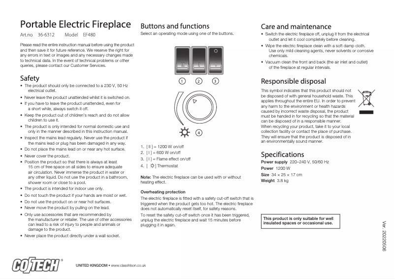 Page n°1 - Manuel utilisateur Cotech EF480