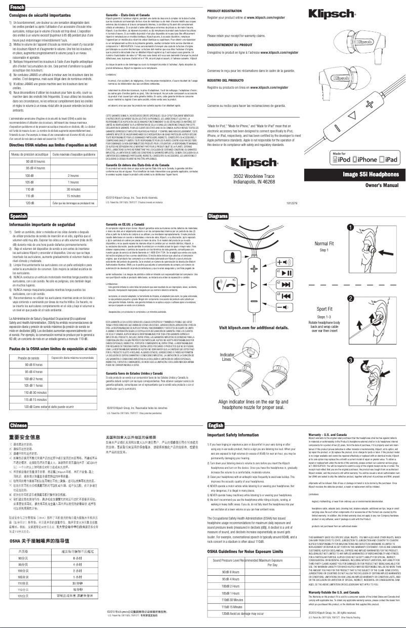 Page 1 de la notice Manuel utilisateur Klipsch Image S5i Rugged