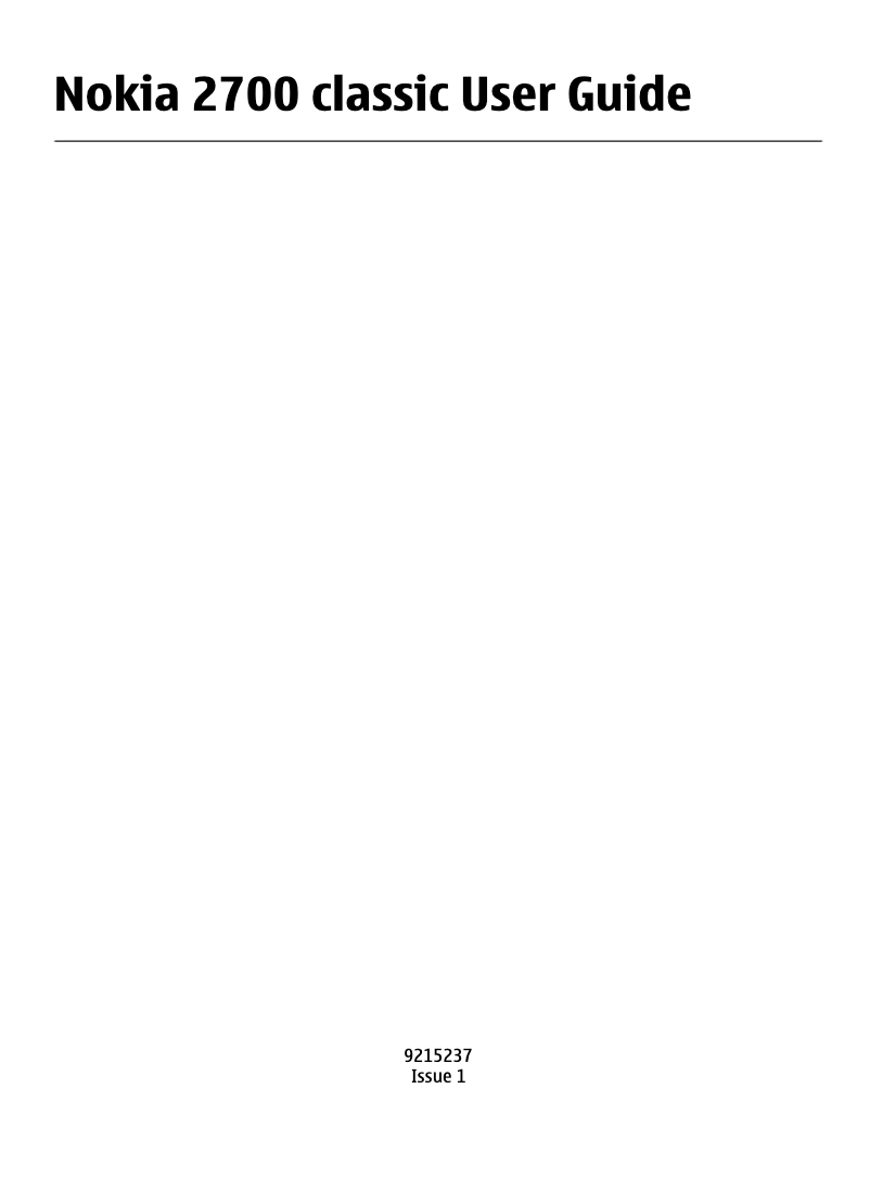 Page 1 de la notice Manuel utilisateur Nokia 2700