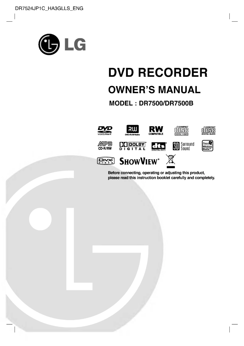 Page n°1 - Manuel utilisateur LG DR7524JP1C