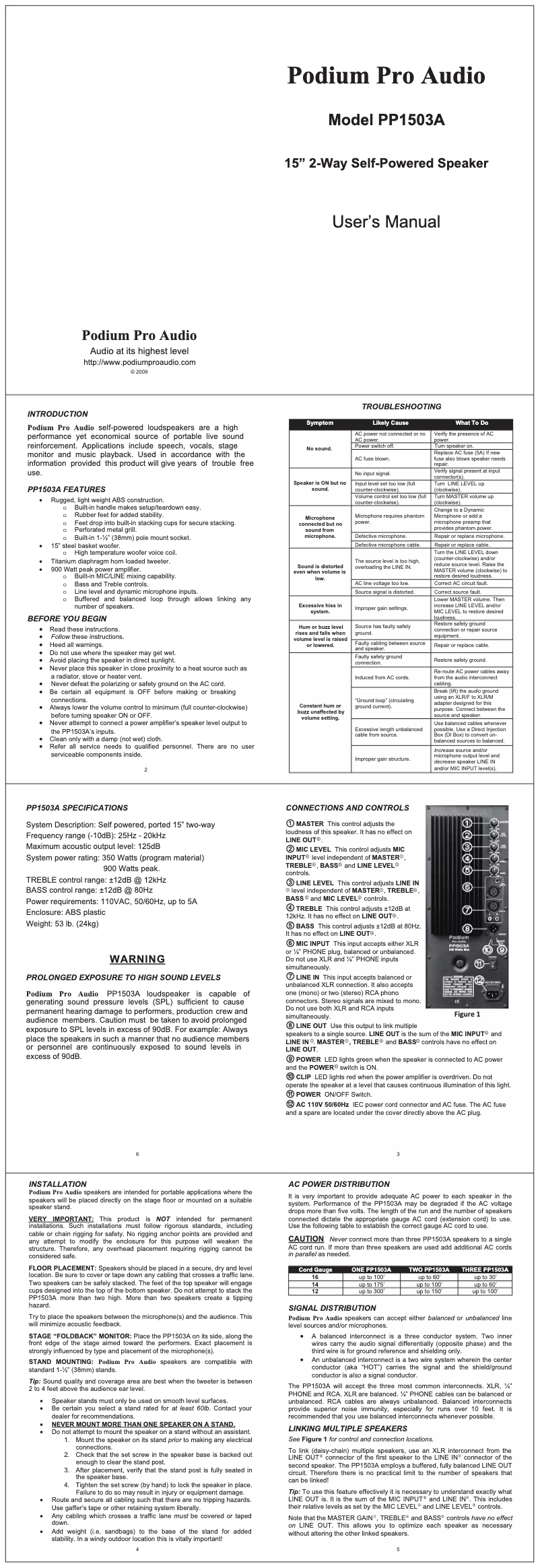 Image de la première page du manuel de l'appareil PP1503A
