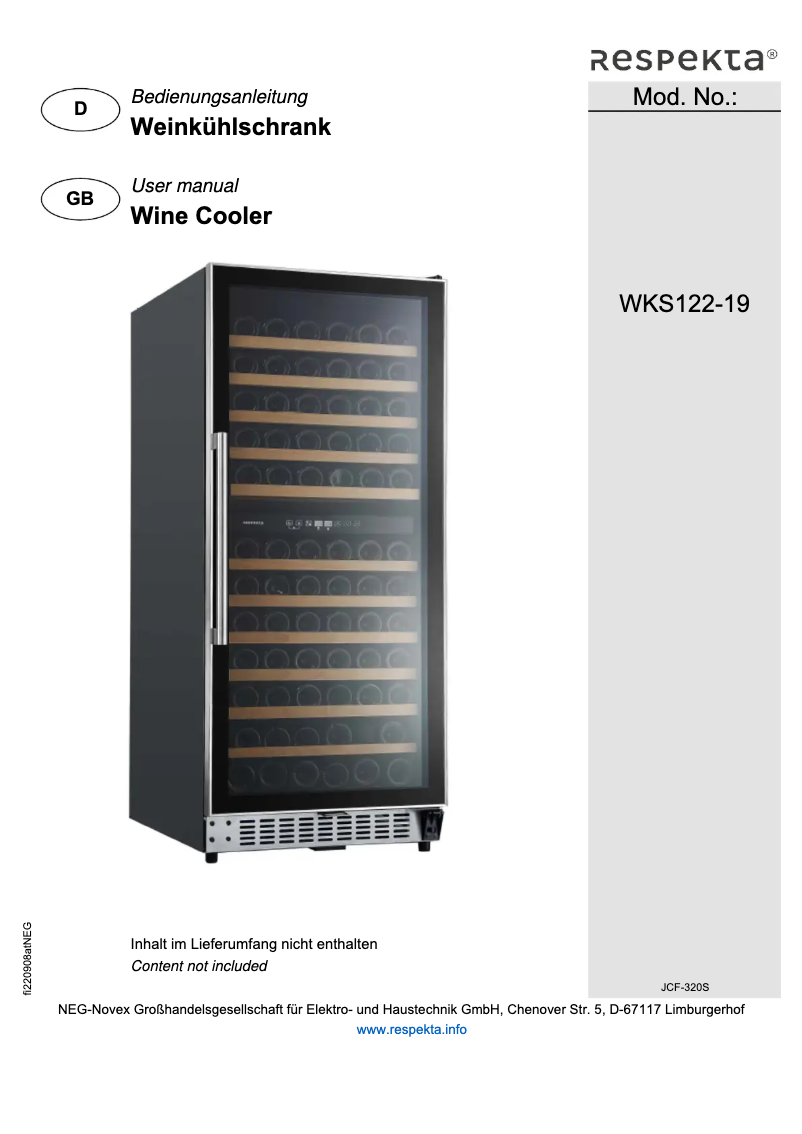 Page 1 de la notice Manuel utilisateur Respekta Tito WKS122-19