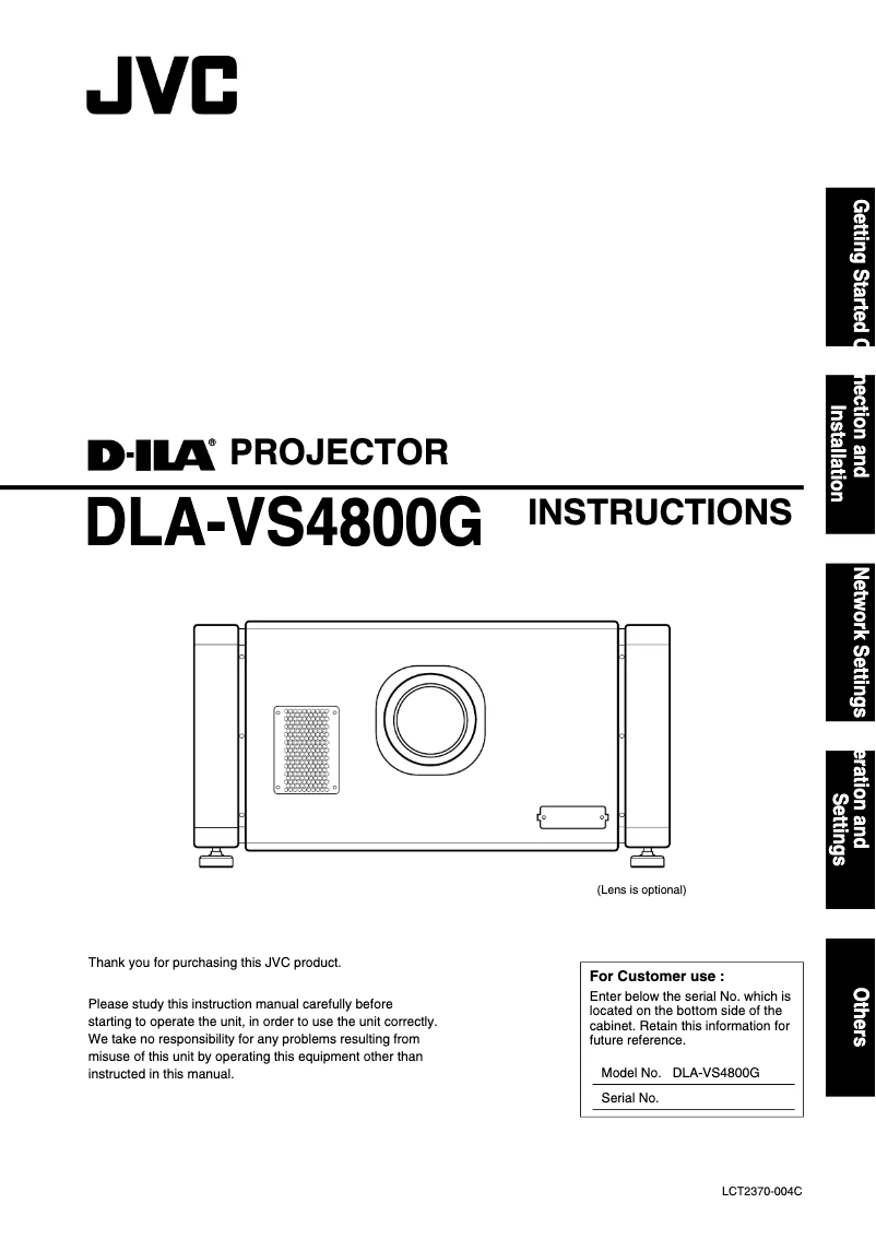 Page n°1 - Manuel utilisateur JVC DLA-VS4800