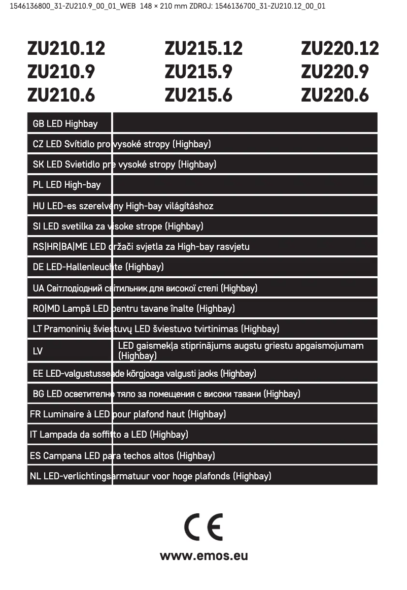 Image de la première page du manuel de l'appareil ZU210.9