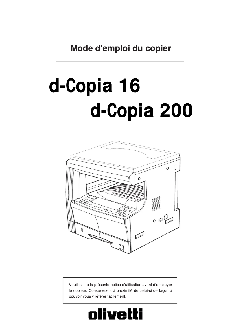 Page n°1 - Manuel utilisateur Olivetti d-Copia 16