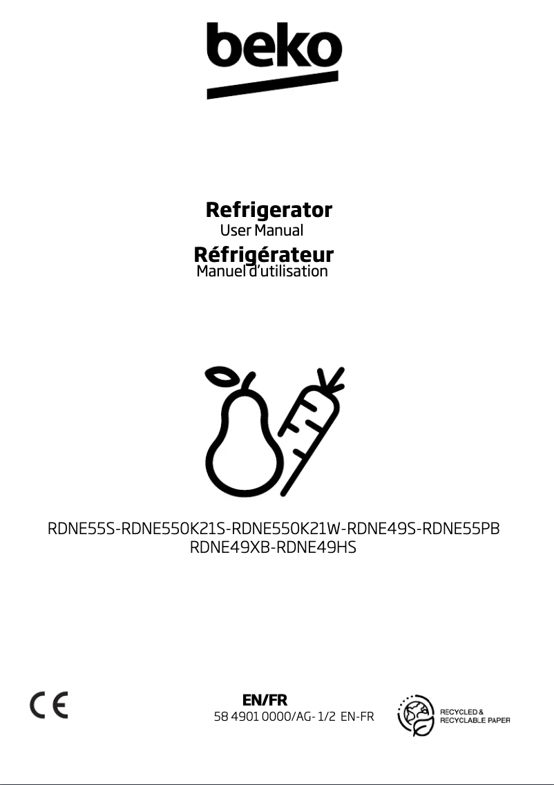 Page 1 de la notice Manuel utilisateur Beko RDNE49HS