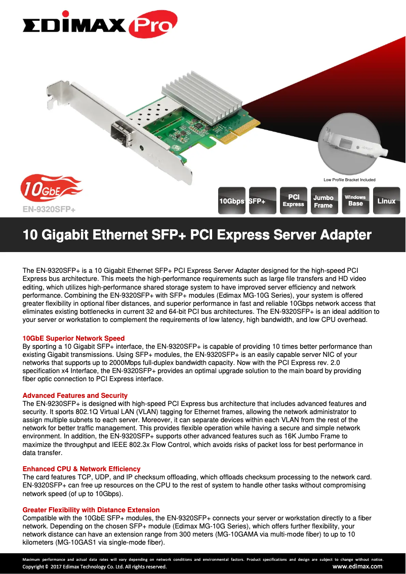 Página 1 del manual Ficha técnica Edimax EN-9320SFP+