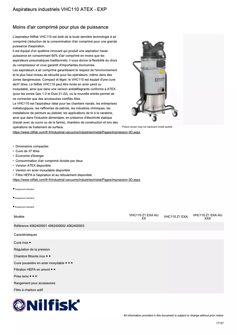 Image de la première page du manuel de l'appareil VHC110