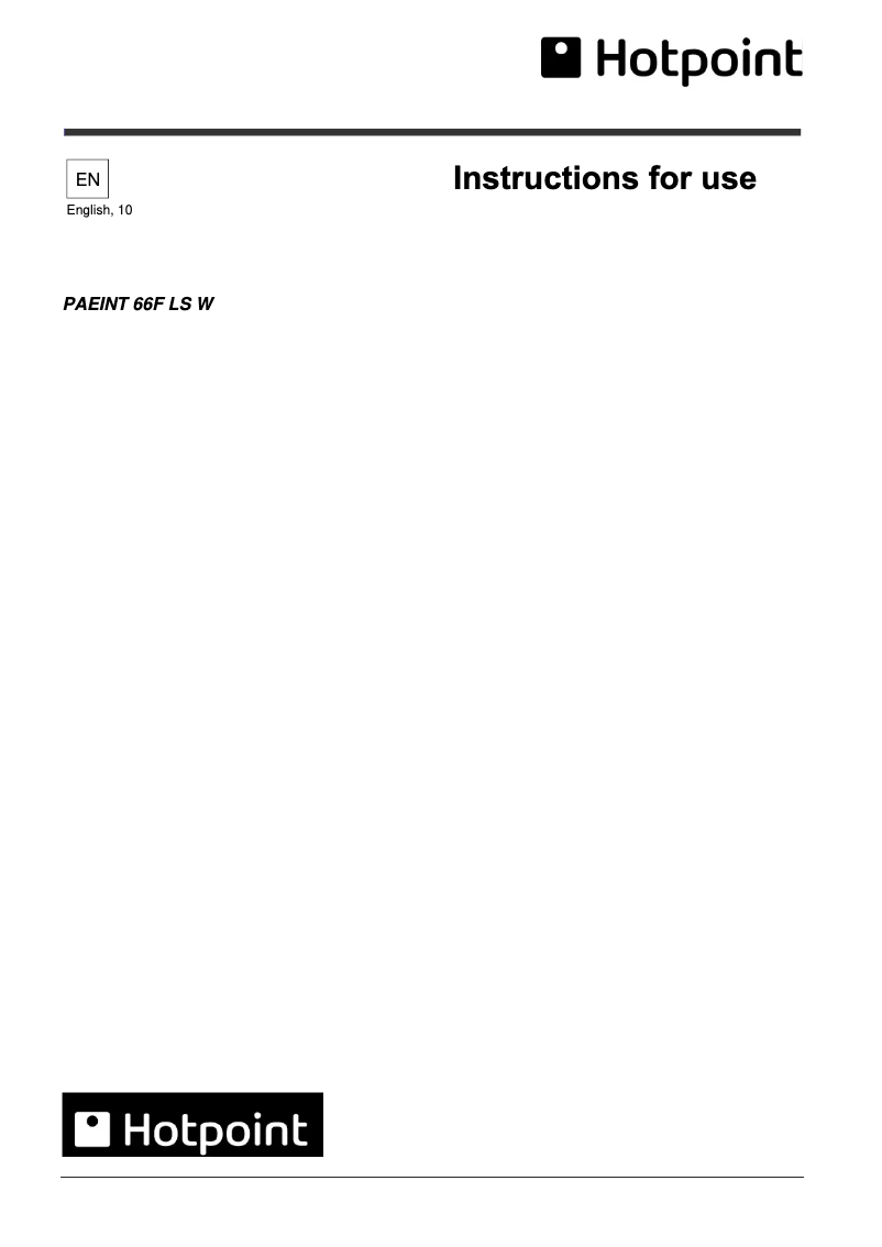 Página 1 del manual Instrucciones / montaje Hotpoint PAEINT 66F LS W