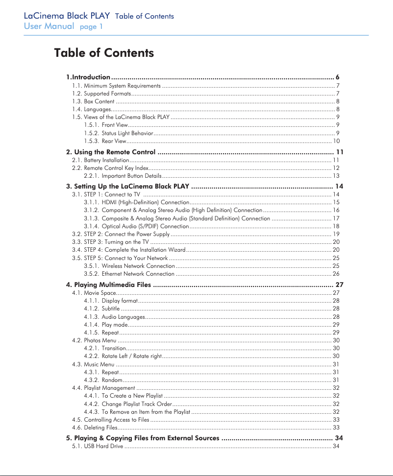 Page n°1 - Manuel utilisateur LaCie Black Play