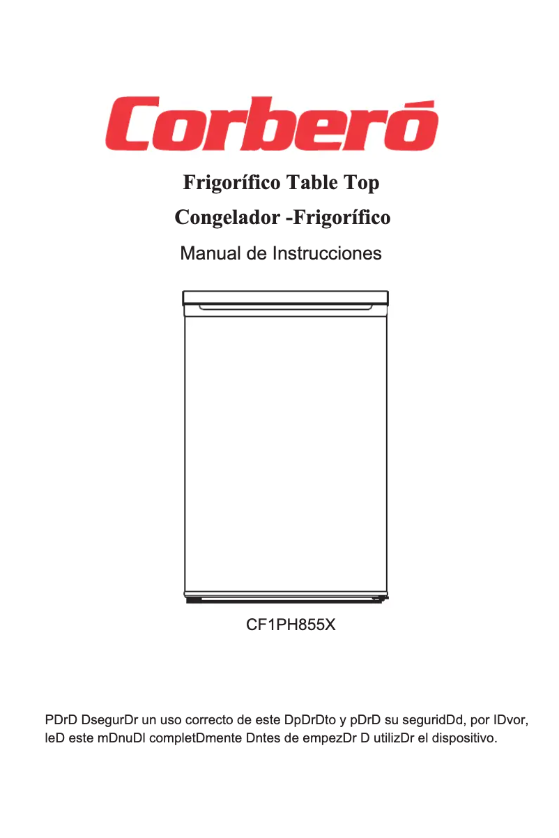 Page 1 de la notice Manuel utilisateur Corbero CF1PH855X