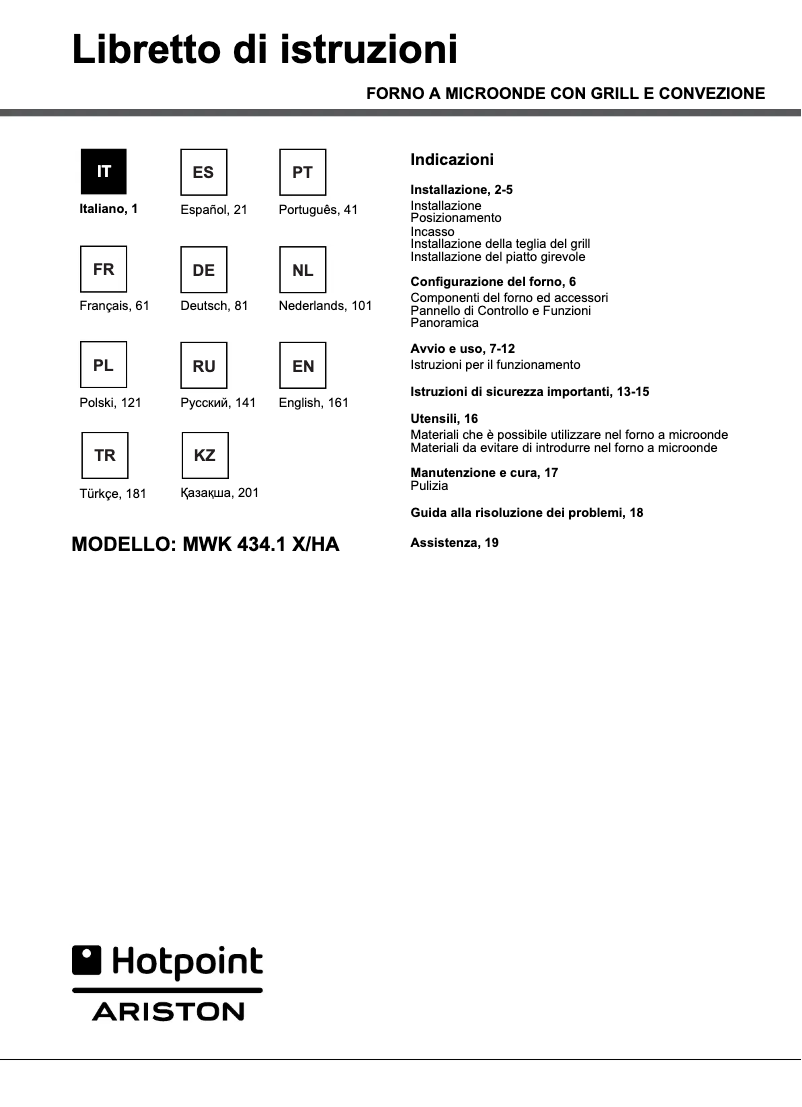 Image de la première page du manuel de l'appareil MWK 434.1 X/HA