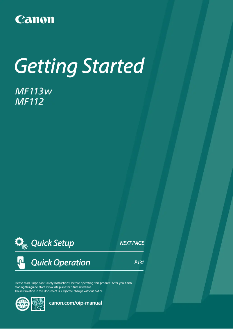 Image de la première page du manuel de l'appareil i-SENSYS MF112