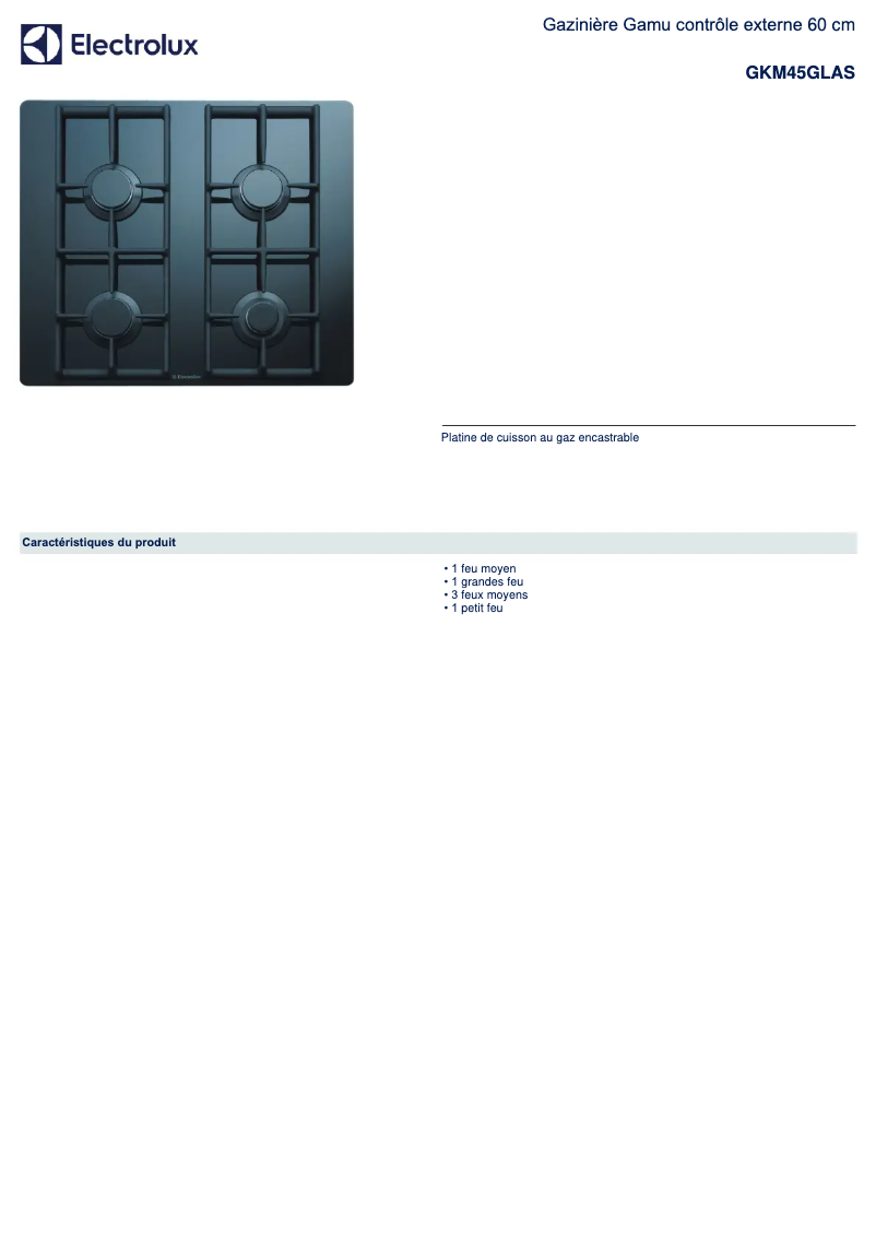 Page n°1 - Manuel utilisateur Electrolux GKM45GLAS