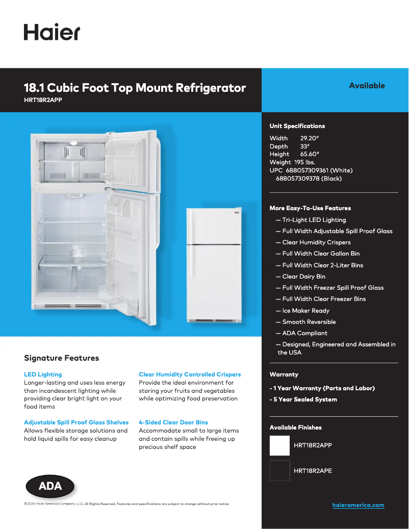 Image de la première page du manuel de l'appareil HRT18R2APP