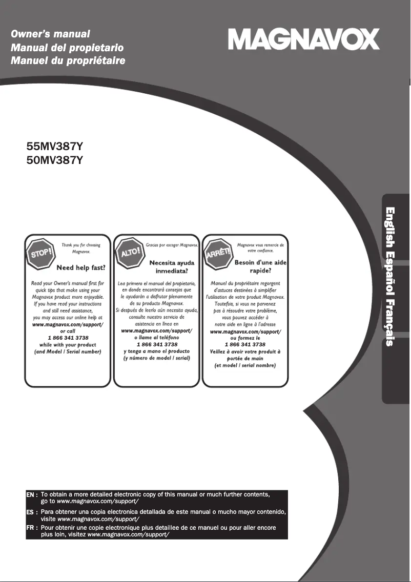 Image de la première page du manuel de l'appareil 55MV387Y