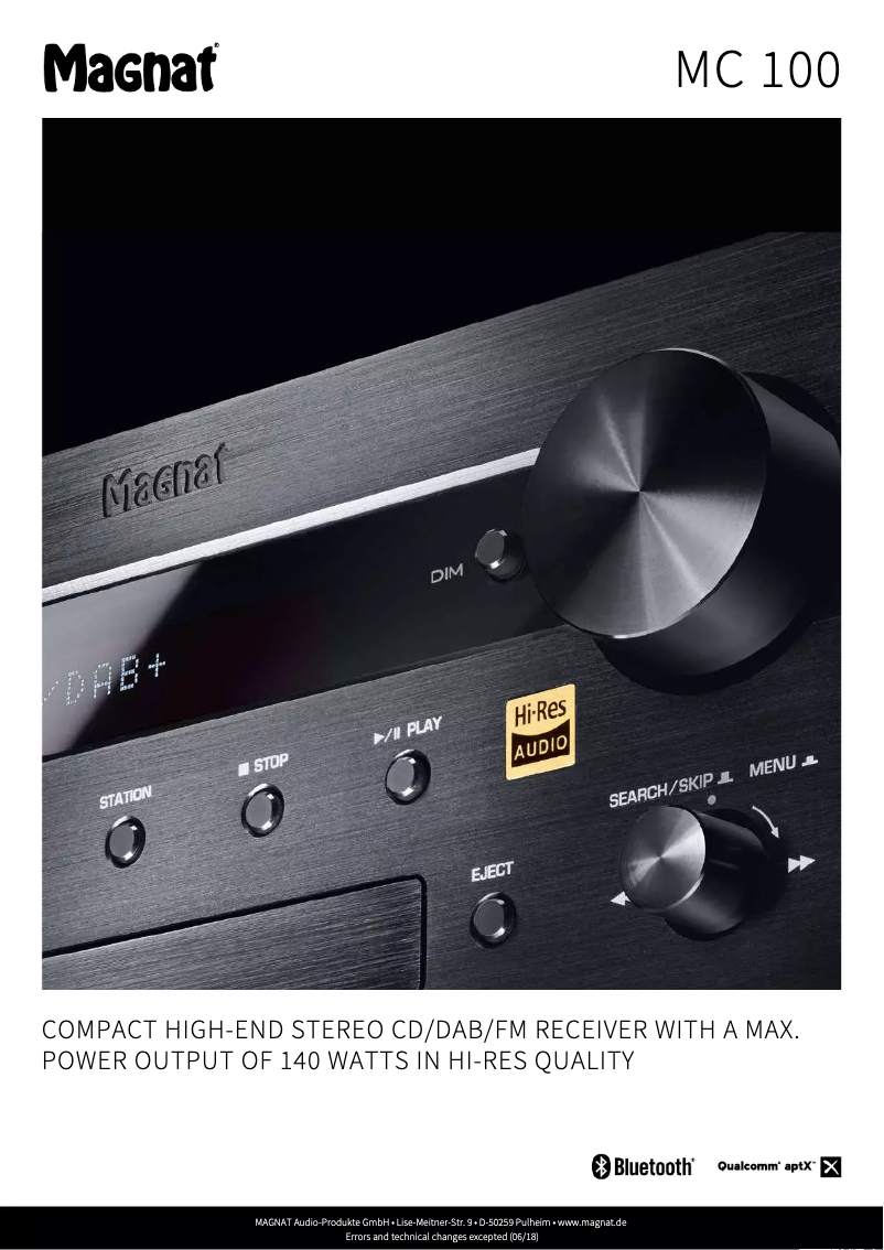 Página 1 del manual Ficha técnica Magnat MC 100