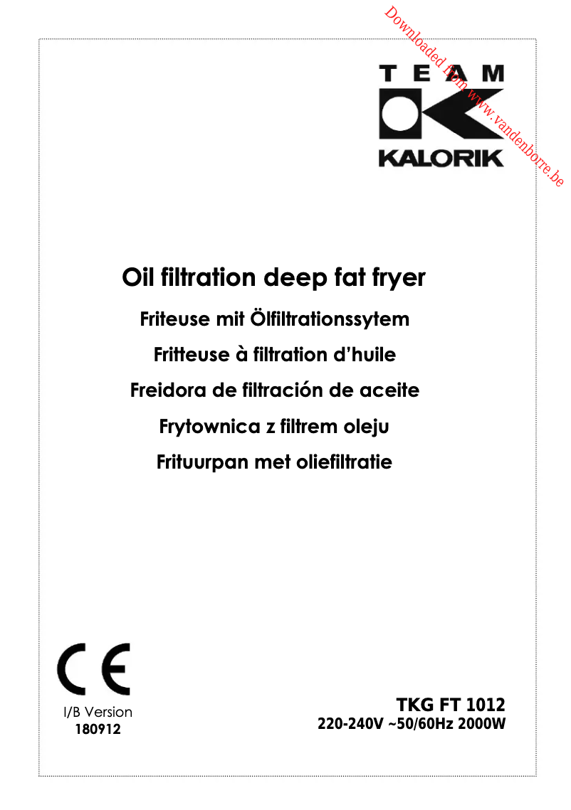 Page 1 de la notice Manuel utilisateur Kalorik TKG FT 1012 F KTO