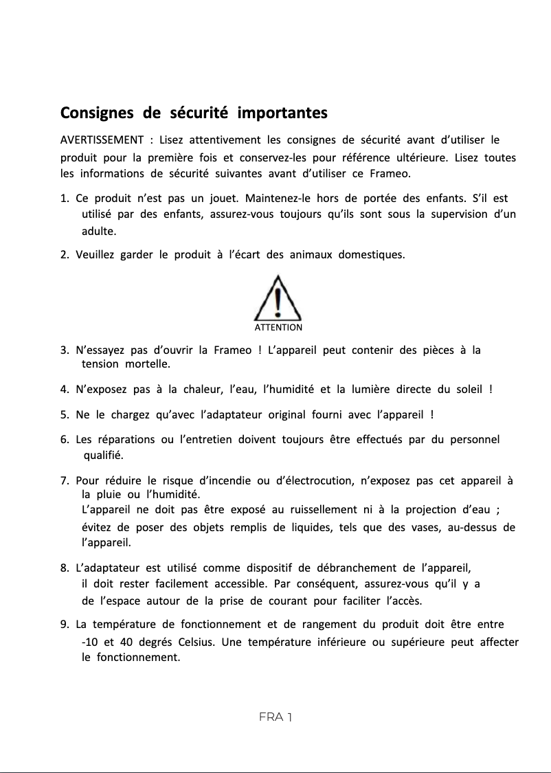 Page 1 de la notice Manuel utilisateur Denver PFF-3260