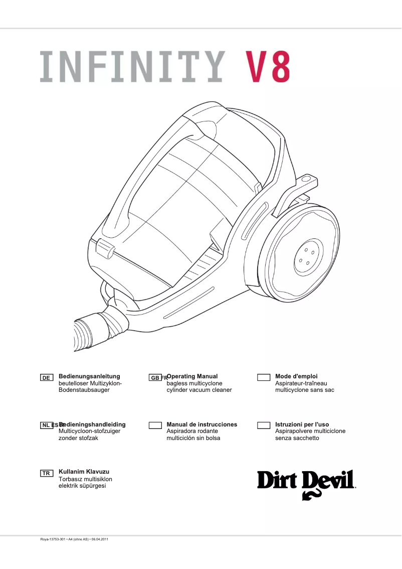 Image de la première page du manuel de l'appareil Infinity V8 M5023