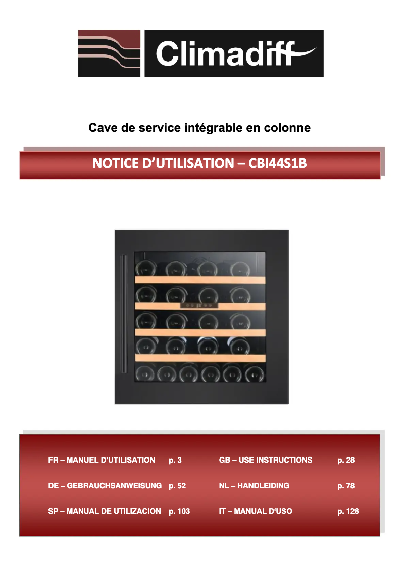 Image de la première page du manuel de l'appareil CBI44S1B