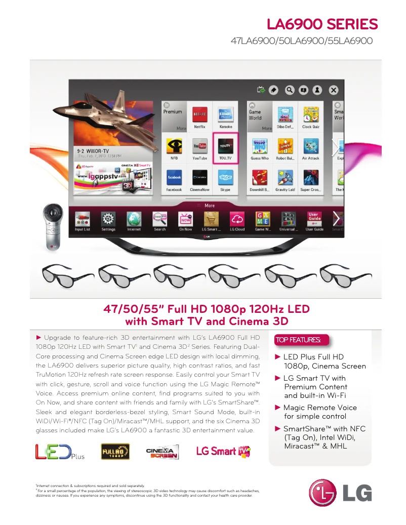 Página 1 del manual Ficha técnica LG 47LA6900