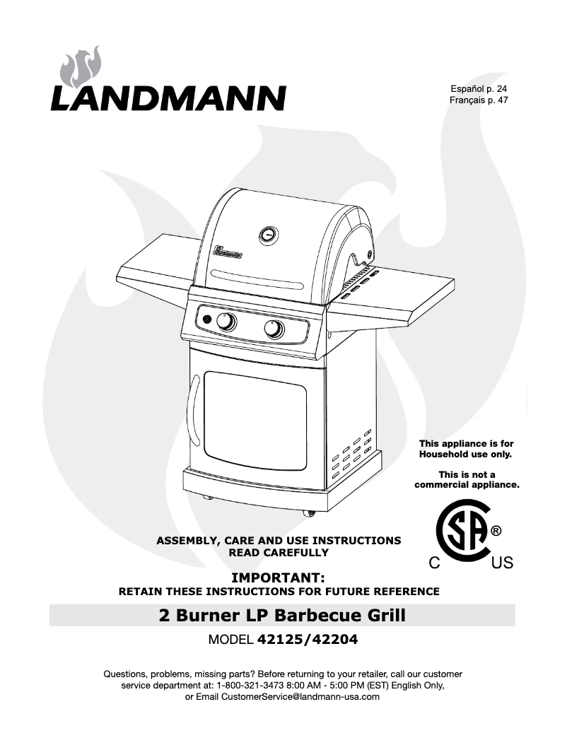 Page 1 de la notice Manuel utilisateur Landmann Falcon 42204