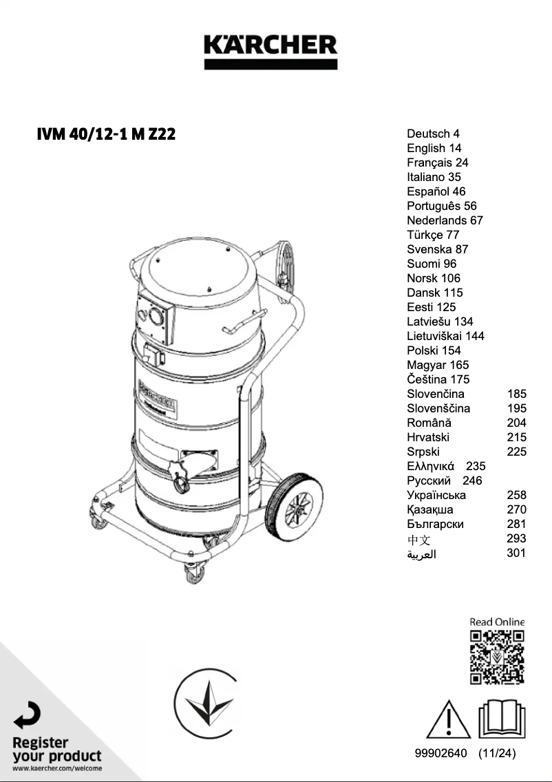 Page 1 de la notice Manuel utilisateur Kärcher IVM 40/12-1 M Z22