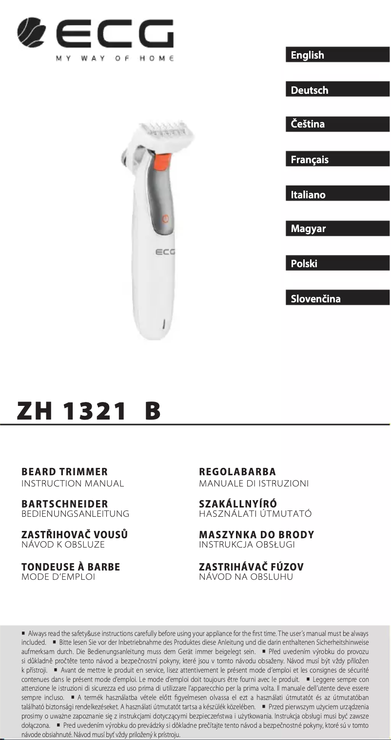 First page image of the manual for ZH 1321