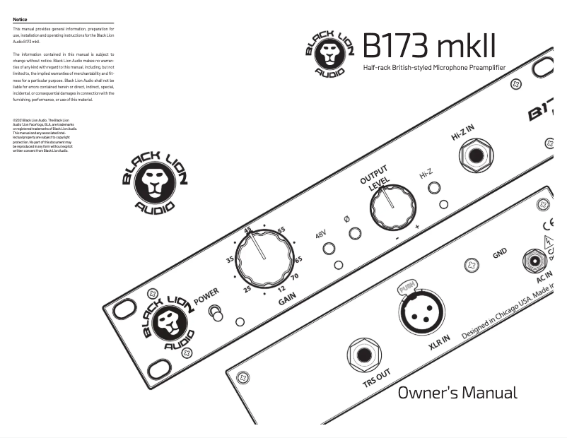 Image de la première page du manuel de l'appareil B173 MKII