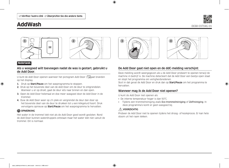 Page 1 de la notice Guide d'installation Samsung WW81K4420YW