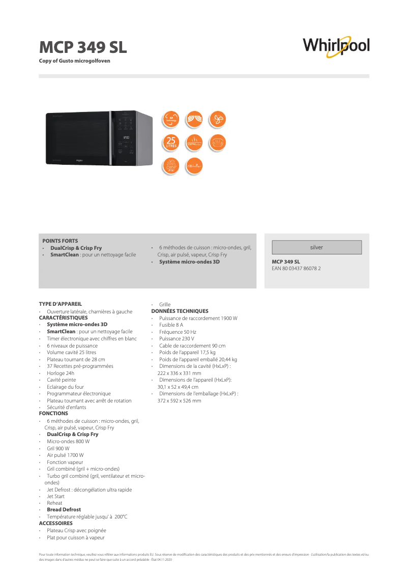 Image de la première page du manuel de l'appareil MCP 349 SL
