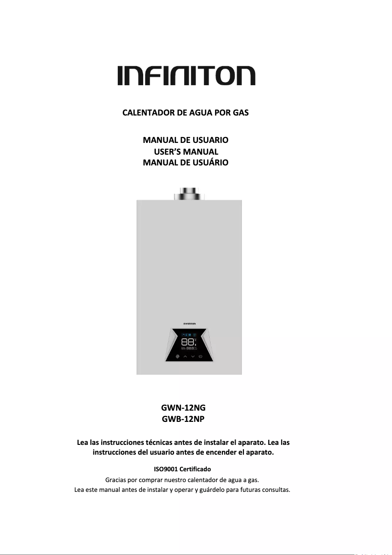 Page 1 de la notice Manuel utilisateur Infiniton GWB-12NP