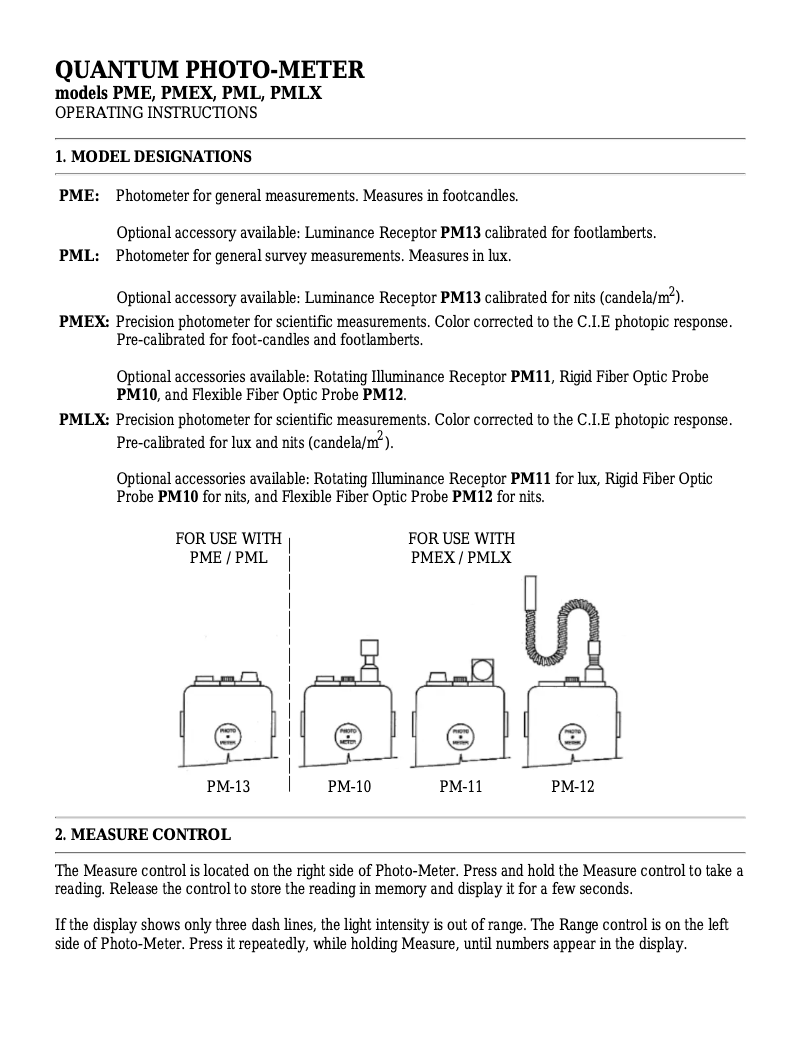 Page 1 de la notice Manuel utilisateur Quantum Photo-Meter LX