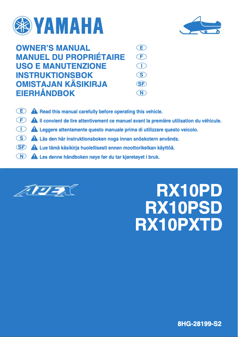 Image de la première page du manuel de l'appareil APEX X-TX (2013)