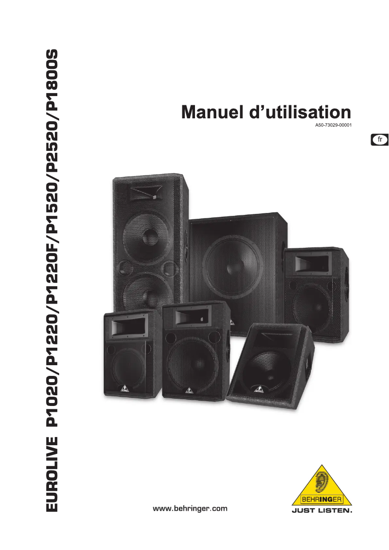 Page 1 de la notice Manuel utilisateur Behringer Eurolive P1800S