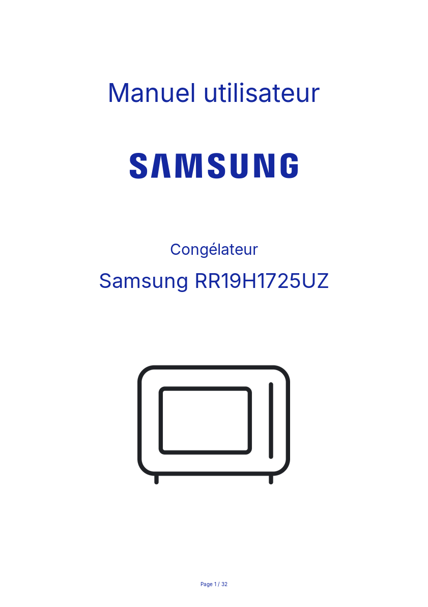 Page n°1 - Manuel utilisateur Samsung RR19H1725UZ