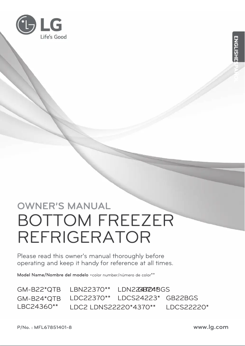 Page 1 de la notice Manuel utilisateur LG LDCS24223