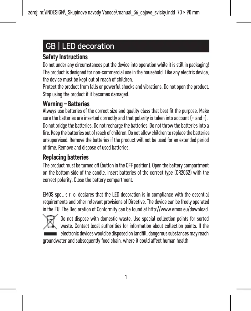 Page 1 de la notice Manuel utilisateur Emos DCCV13