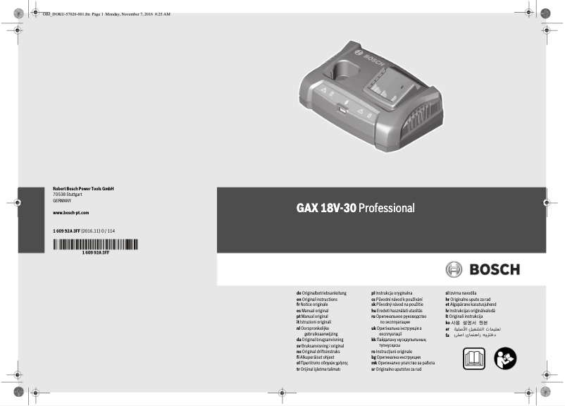 Page n°1 - Manuel utilisateur Bosch GAX 18V-30 Professional