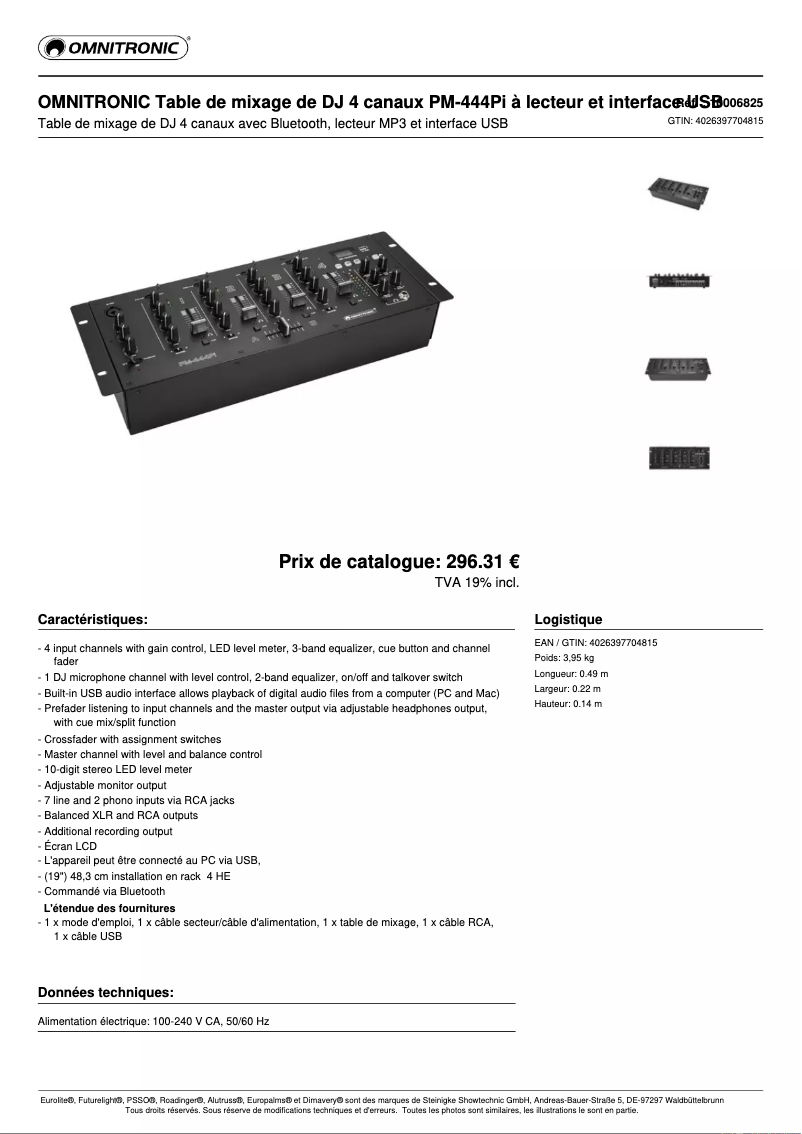 Image de la première page du manuel de l'appareil PM-444Pi