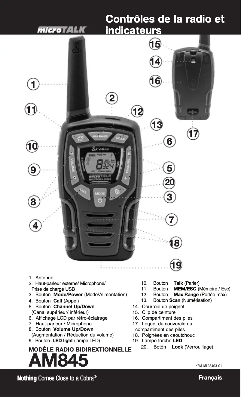 Image de la première page du manuel de l'appareil AM845