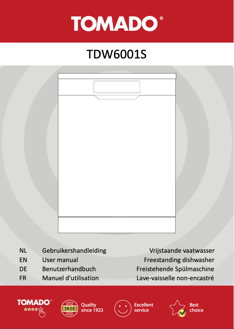 Page 1 de la notice Manuel utilisateur Tomado TDW6001S