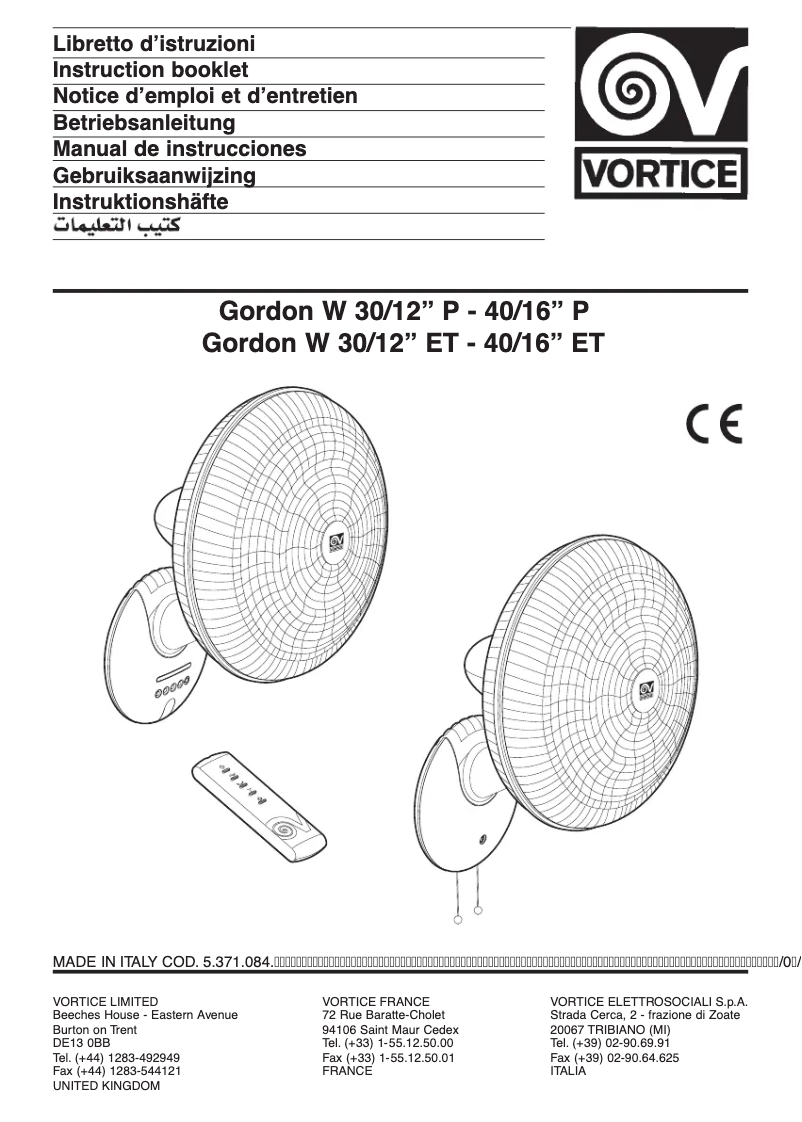 Page n°1 - Manuel utilisateur Vortice Gordon W 40 LG
