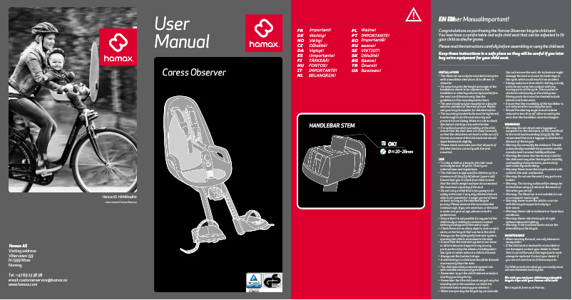 Image de la première page du manuel de l'appareil Caress Observer